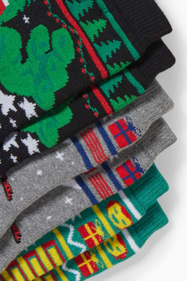 Enfants - Lot de 3 paires - Marvel - chaussettes de Noël à motif - noir / gris