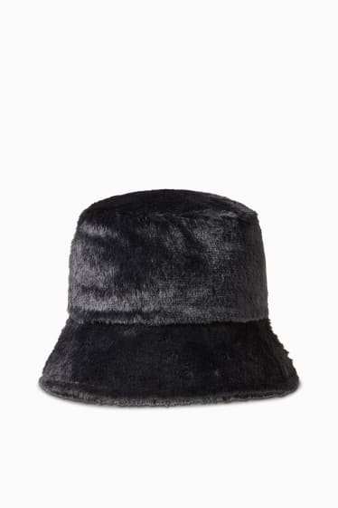 Women - CLOCKHOUSE - faux fur hat - black