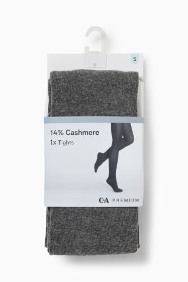 Women - Cashmere blend tights - gray-melange