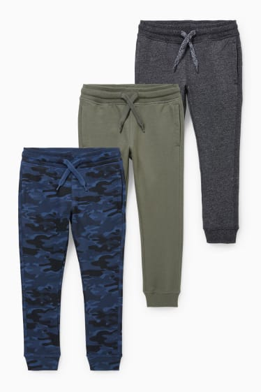 Copii - Băieți - Multipack 3 perechi - pantaloni de trening - verde închis / albastru închis