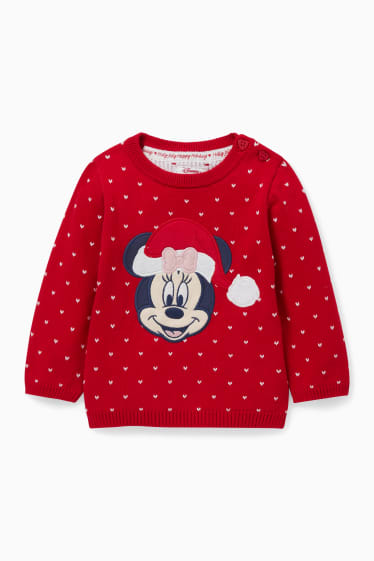 Babys - Minnie Maus - Baby-Weihnachts-Pullover - rot