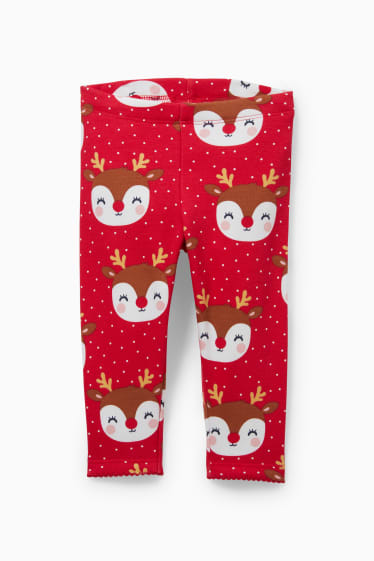 Babies - Baby Christmas thermal leggings - polka dot - red