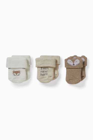 Unisex - Multipack 3er - Fuchs - Erstlings-Socken - beige