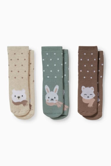 Babys - Multipack 3er - Waldtiere - Baby-Anti-Rutsch-Socken - grün