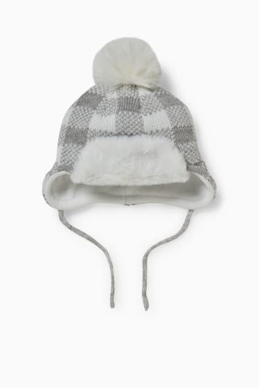 Babies - Baby hat - check - light gray-melange