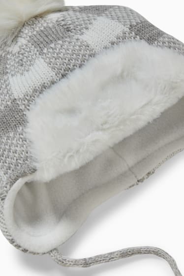Bébés garçons - Bonnet pour bébé - à carreaux - gris clair chiné
