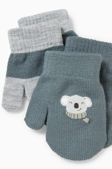 Babys - Set van 2 paar - babywantjes - donkergroen