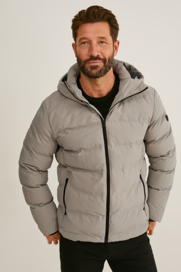 Herren - Funktionsjacke mit Kapuze - wasserabweisend - taupe