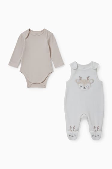 Bébés filles - Lot de 2 - ensemble avec grenouillère - 4 pièces - rose