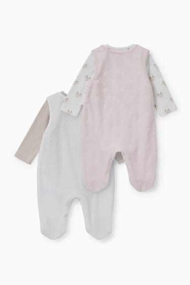 Bébés filles - Lot de 2 - ensemble avec grenouillère - 4 pièces - rose