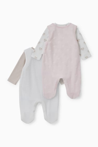 Bébés - Lot de 2 - ensemble avec grenouillère - 4 pièces - rose