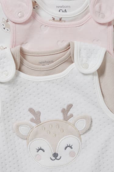 Bébés filles - Lot de 2 - ensemble avec grenouillère - 4 pièces - rose