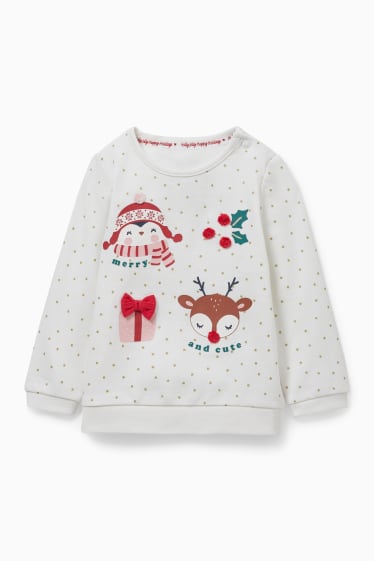 Babys - Baby-Weihnachts-Sweatshirt - gepunktet - weiß