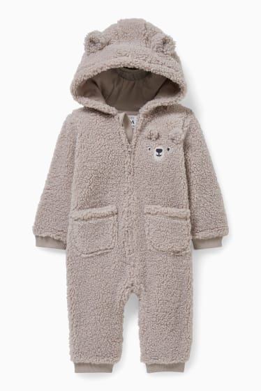 Bébés - Combinaison en peluche pour bébé - gris