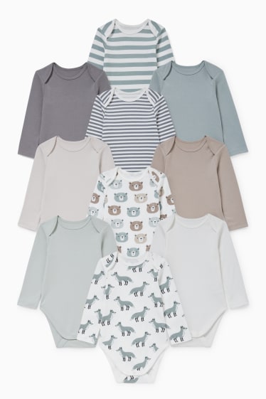 Unisex - Wielopak, 10 szt. - body niemowlęce - biały / zielony