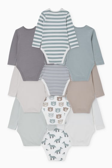 Babys - Multipack 10er - Baby-Body - weiss / grün