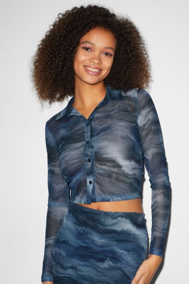 Dona - Brusa crop - blau fosc