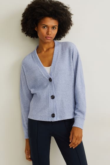 Femei - Cardigan tricotat - albastru deschis melanj