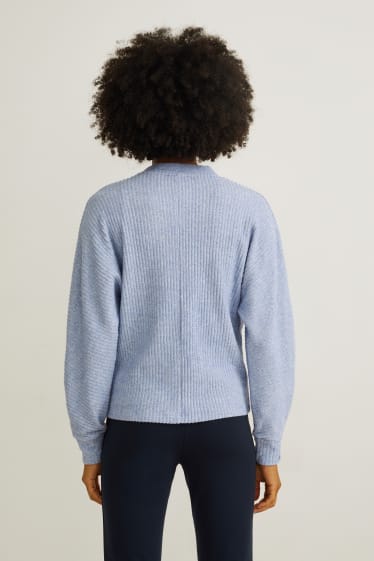 Femei - Cardigan tricotat - albastru deschis melanj
