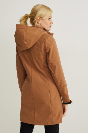 Mujer - Abrigo softshell con capucha - habano