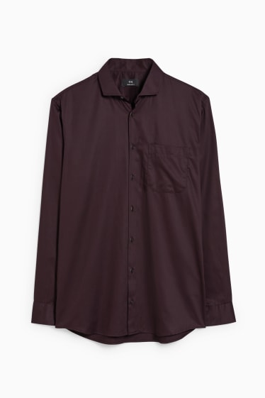 Uomo - Camicia business - regular fit - cutaway - facile da stirare - bordeaux