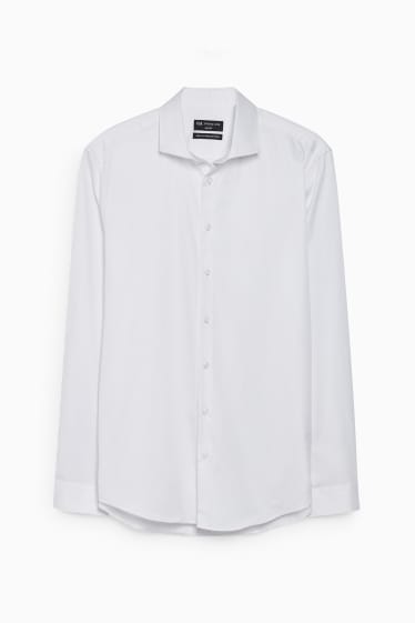 Men - Business shirt - slim fit - cutaway collar - easy-iron - white