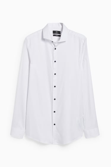 Men - Business shirt - body fit - cutaway collar  - LYCRA® - white