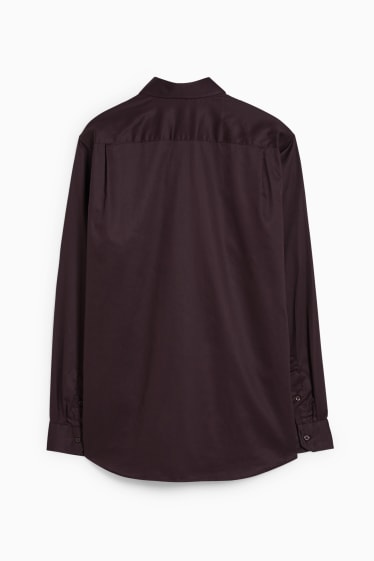 Uomo - Camicia business - regular fit - cutaway - facile da stirare - bordeaux