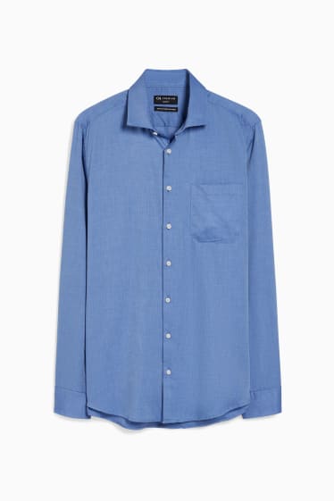 Men - Business shirt - slim fit - cutaway collar - easy-iron - blue