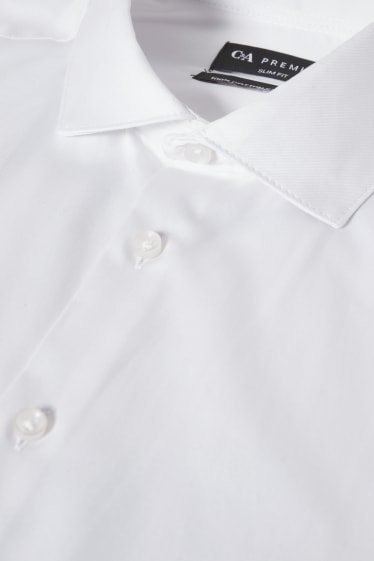 Men - Business shirt - slim fit - cutaway collar - easy-iron - white