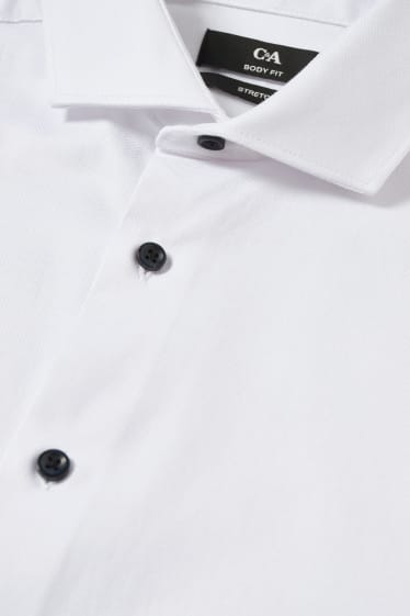 Pánské - Business košile - body fit - cutaway - LYCRA® - bílá