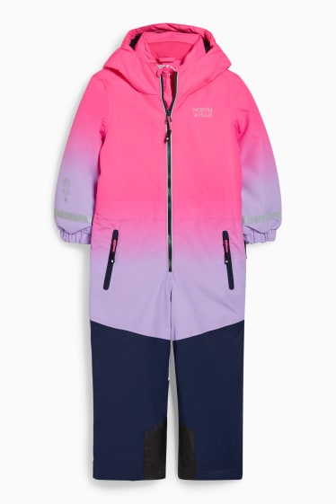 Kinder - Skianzug mit Kapuze - wasserdicht - neon-pink