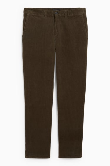 Men - Corduroy chinos - regular fit - stretch LYCRA® - dark green