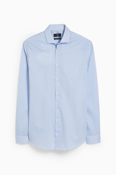 Herren - Businesshemd - Slim Fit - Cutaway - bügelleicht - gestreift - blau / weiss