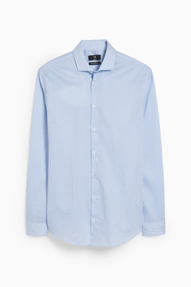 Uomo - Camicia business - slim fit - colletto alla francese - facile da stirare - a righe - blu / bianco