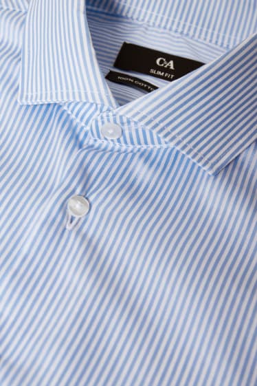 Uomo - Camicia business - slim fit - colletto alla francese - facile da stirare - a righe - blu / bianco
