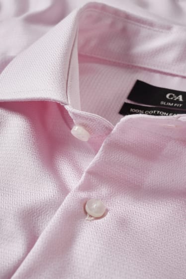 Uomo - Camicia business - slim fit - colletto alla francese - facile da stirare - rosa