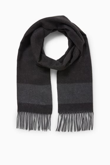 Men - Fringed scarf - black / gray