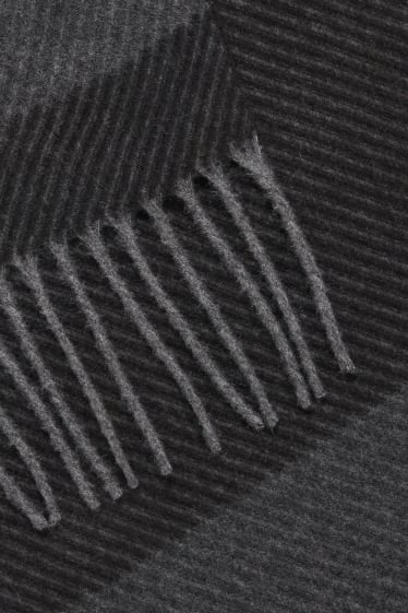 Men - Fringed scarf - black / gray