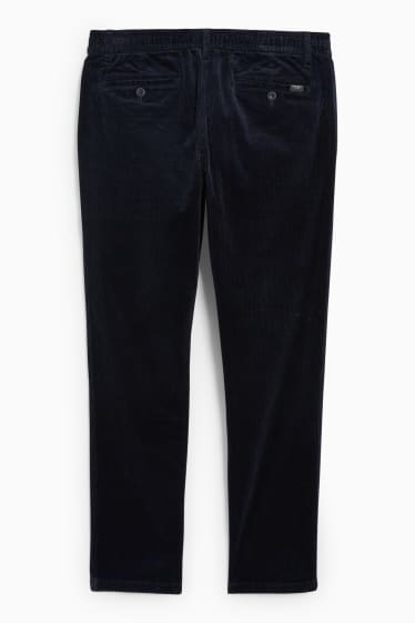 Pánské - Manšestrové kalhoty - tapered fit - Flex - LYCRA® - tmavomodrá