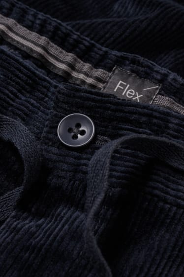 Pánské - Manšestrové kalhoty - tapered fit - Flex - LYCRA® - tmavomodrá