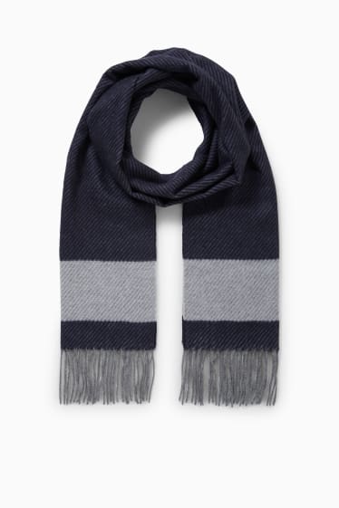Men - Fringed scarf - dark blue