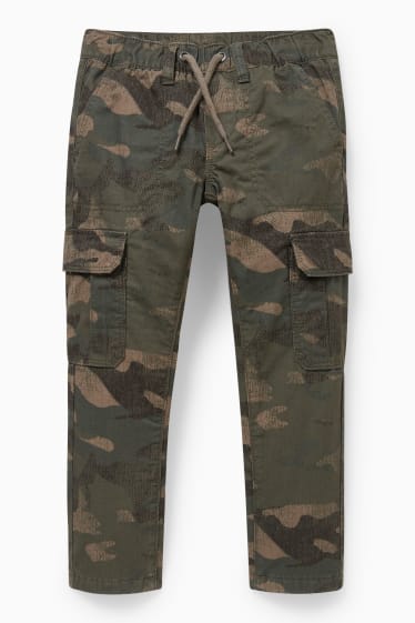 Kinder Jungen - Cargohose - Thermohose - gemustert - khaki