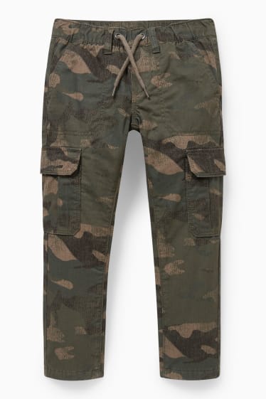 Kinder - Cargohose - Thermohose - gemustert - khaki