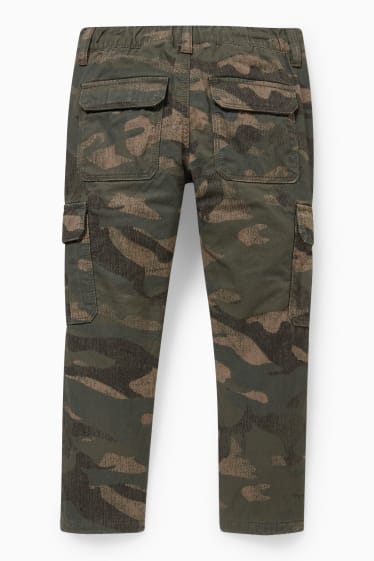 Kinder - Cargohose - Thermohose - gemustert - khaki