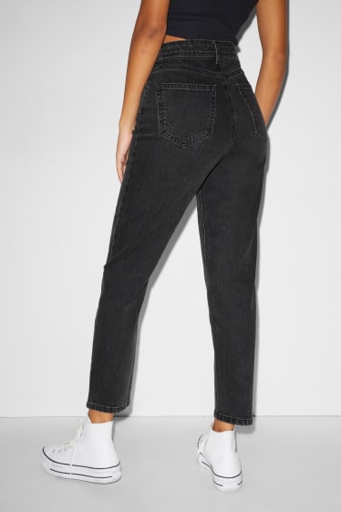 Dames - CLOCKHOUSE - mom jeans - high waist - jeansdonkergrijs
