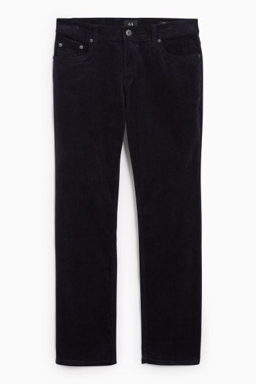 Mężczyźni - Sztruksowe spodnie - regular fit - LYCRA® - ciemnoniebieski