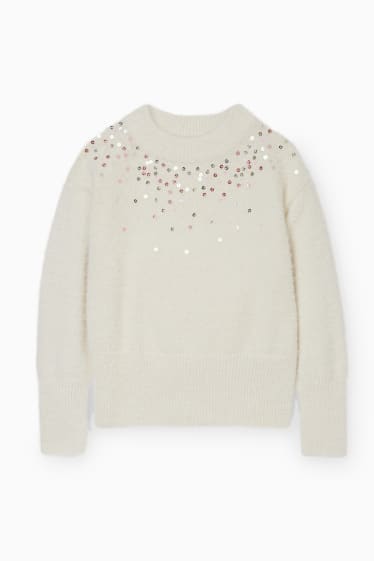 Bambine - Maglione - effetto brillante - crema