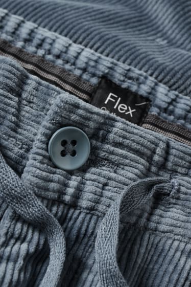Pánské - Manšestrové kalhoty - tapered fit - Flex - LYCRA® - tmavě tyrkysová
