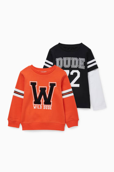 Enfants - Lot de 2 - sweat et haut à manches longues - orange foncé